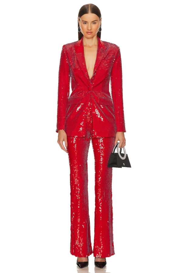 Luxury Red Sequins Pantsuit