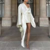 Rina Satin Lace-Up Mini Dress
