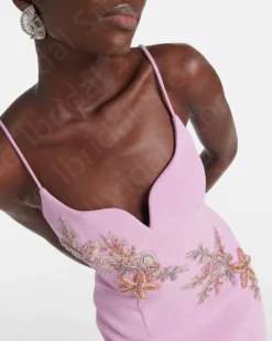 Sabrina Pink Beaded Tea-Length Party Dress 3