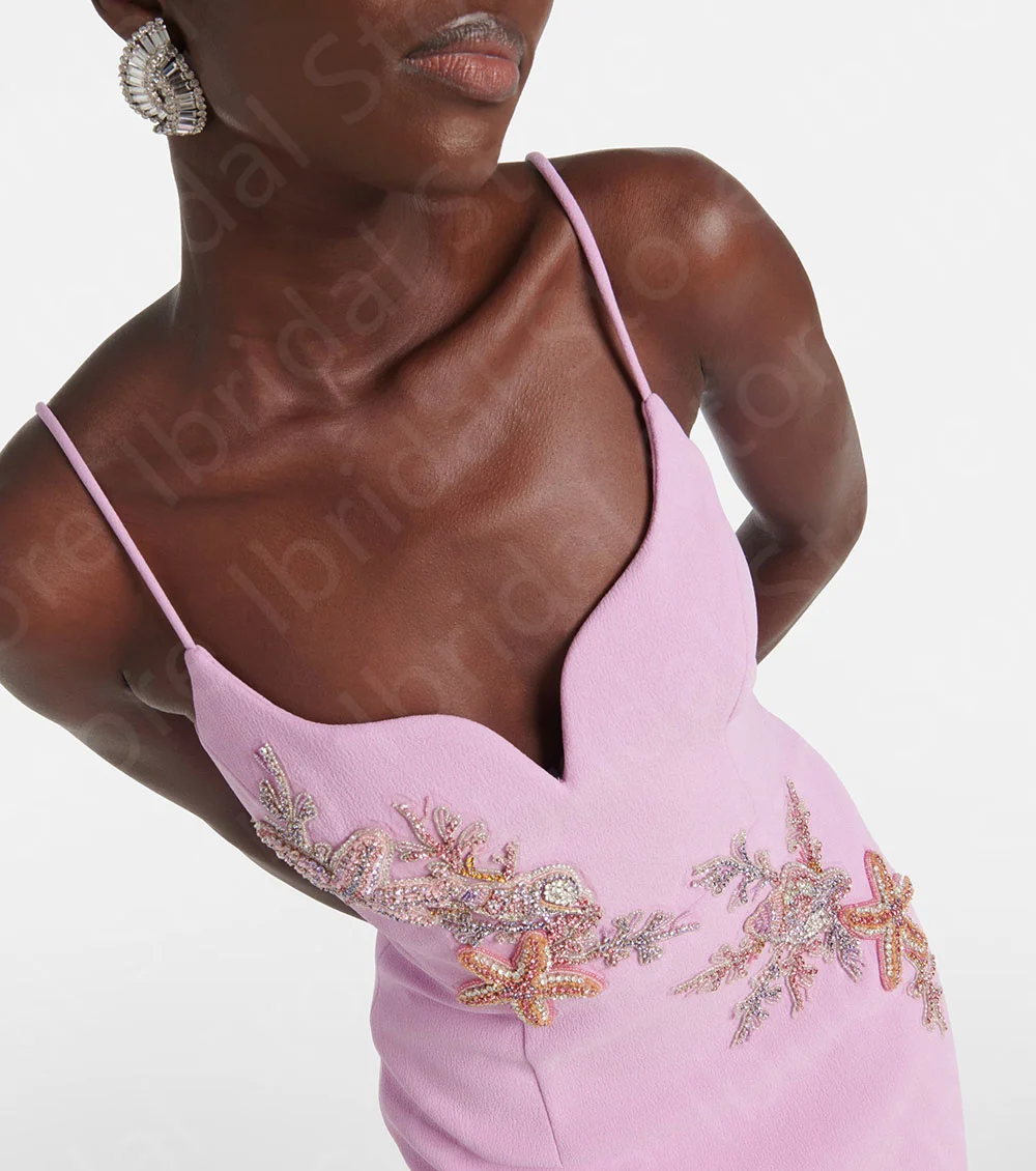 Sabrina Pink Beaded Tea-Length Party Dress 3