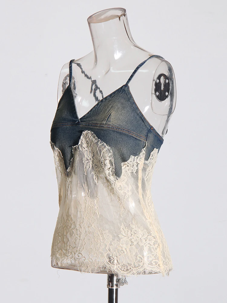 Sasha Denim-Lace Two-Piece Set - Image 7