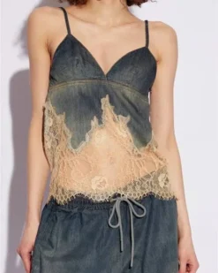 Alternative view of Sasha Denim-Lace Two-Piece Set