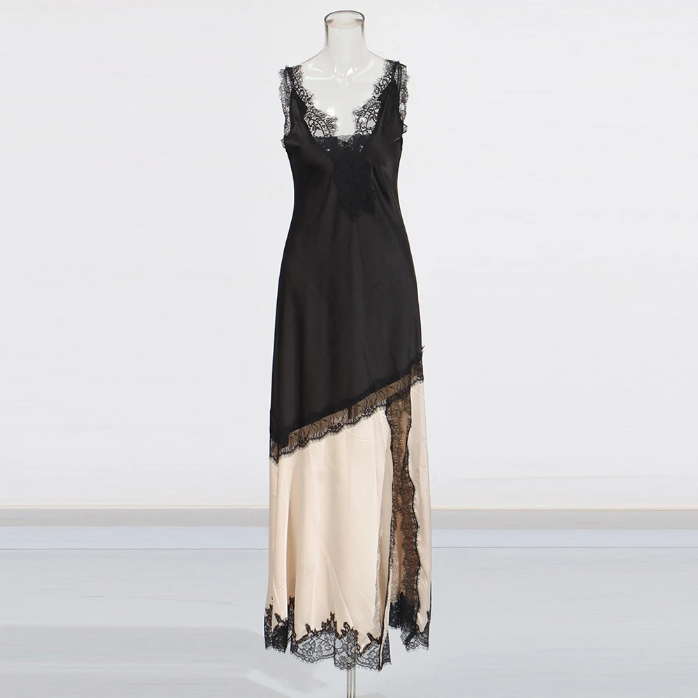 Rosa Lace Trim Two-Tone Maxi Dress 3