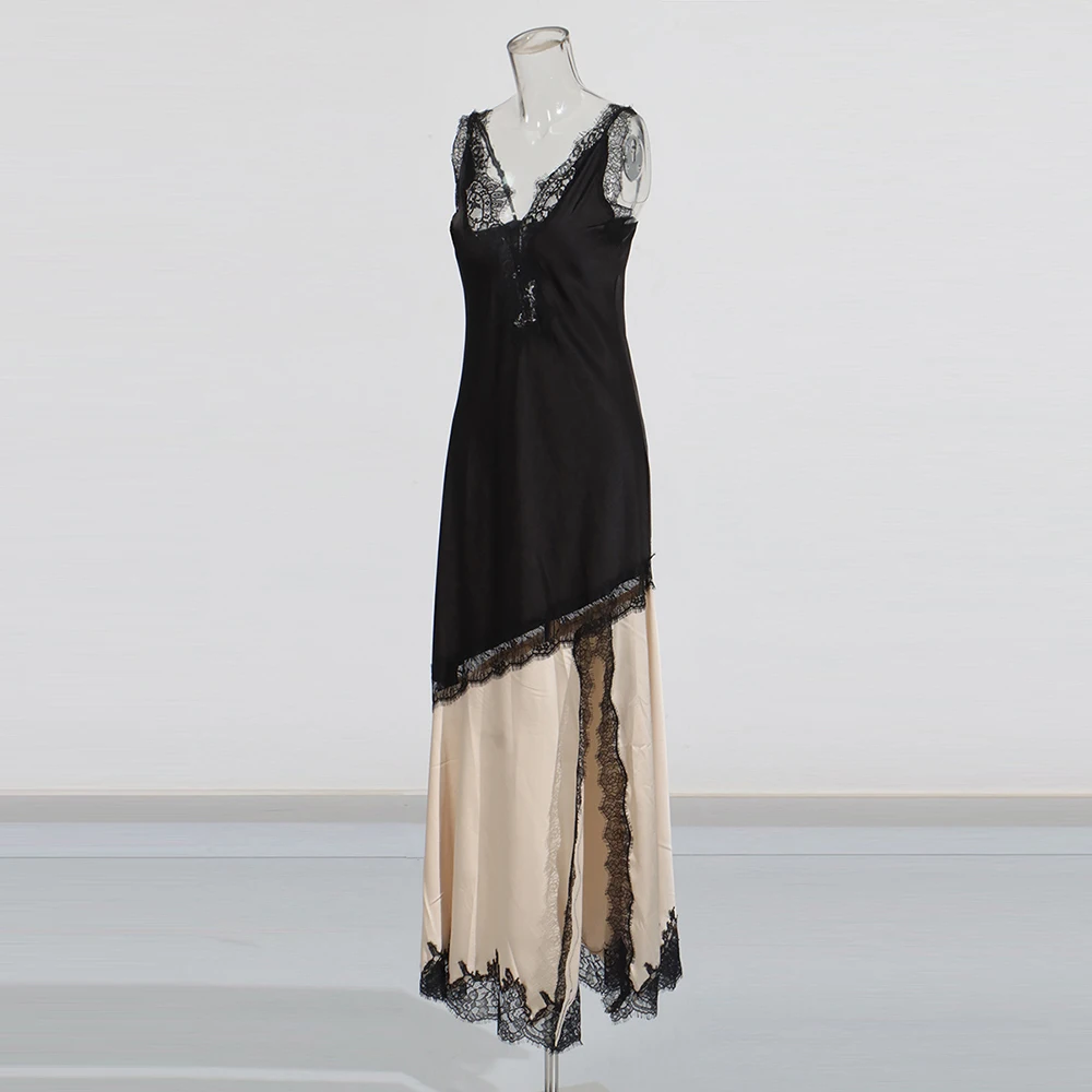 Rosa Lace Trim Two-Tone Maxi Dress 4