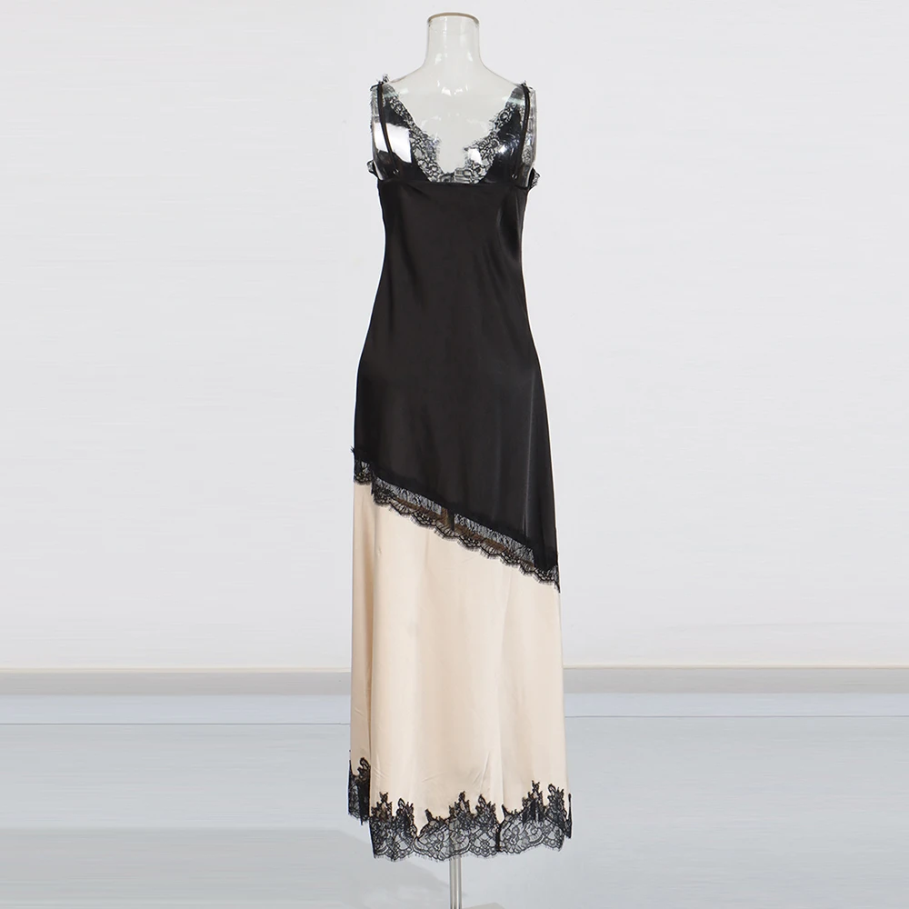 Rosa Lace Trim Two-Tone Maxi Dress 5