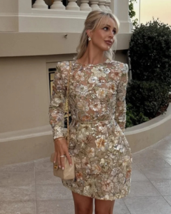 Liz Floral Sequin Mini Dress