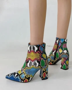 Olivia Snake Print Ankle Boot