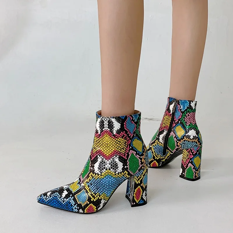 Olivia Snake Print Ankle Boot