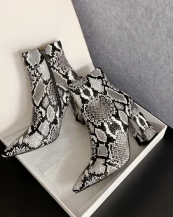 Olivia Snake Print Ankle Boot