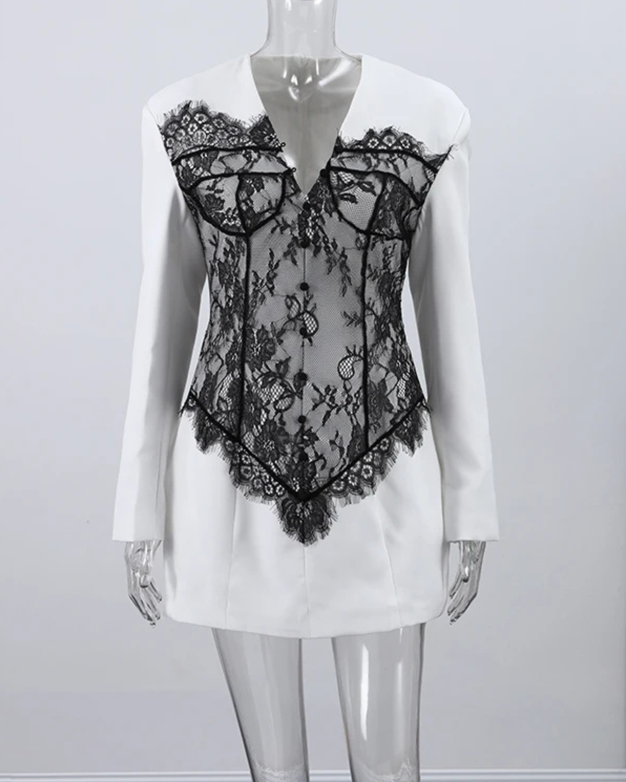 Alicia Lace Paneling Tailored Mini Dress - Image 8