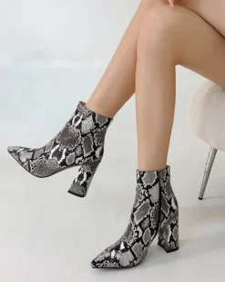 Olivia Snake Print Ankle Boot