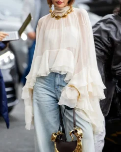 Olga Sheer Ruffle Blouse