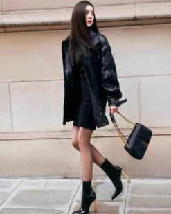 Bella Noir Patent Gold Heel Boots