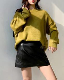 Selena Luxe Sheepskin Leather Mini Skirt