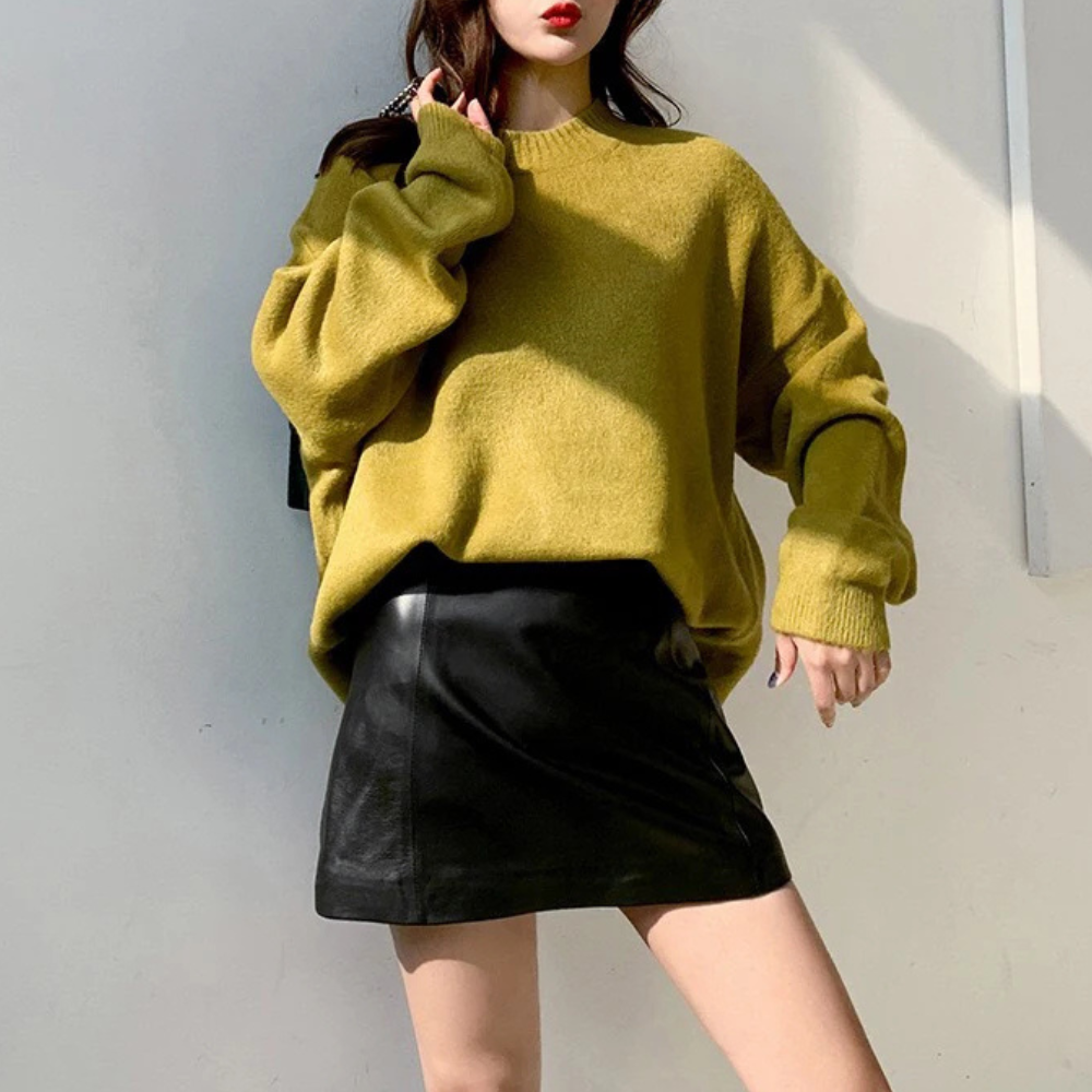 Selena Luxe Sheepskin Leather Mini Skirt