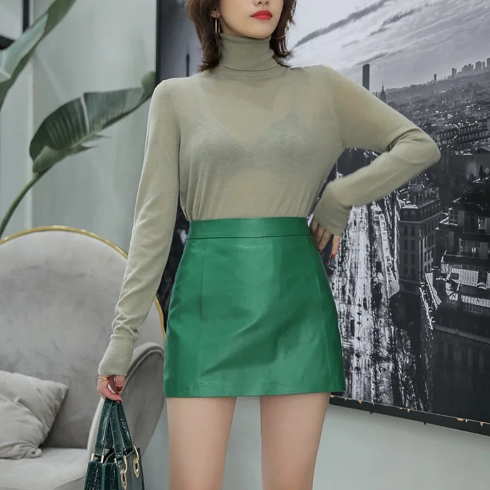 Selena Luxe Sheepskin Leather Mini Skirt - Image 5