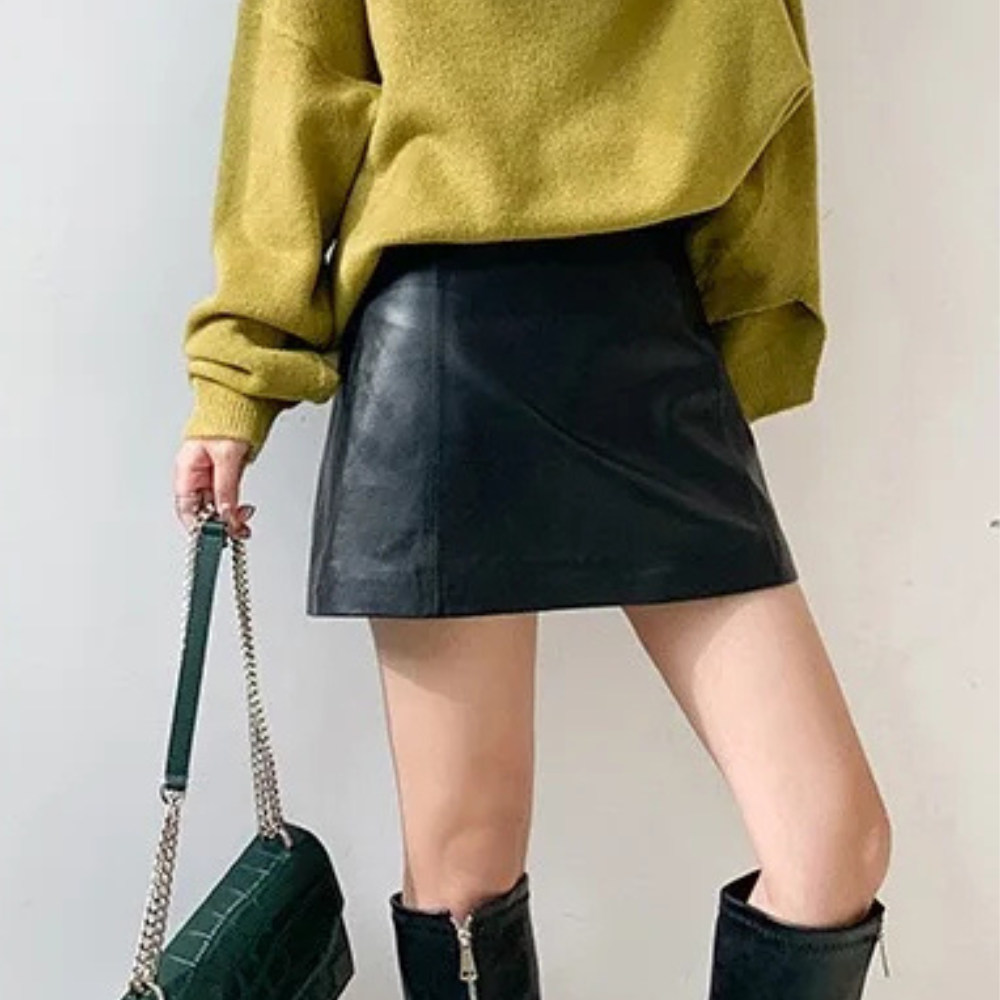 Selena Luxe Sheepskin Leather Mini Skirt - Image 3