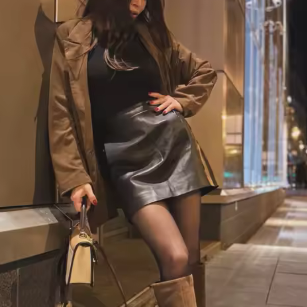 Selena Luxe Sheepskin Leather Mini Skirt - Image 4