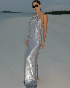 Alternative view of Seraphina Silver Floral Sequin Gown