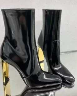 Alternative view of Bella Noir Patent Gold Heel Boots