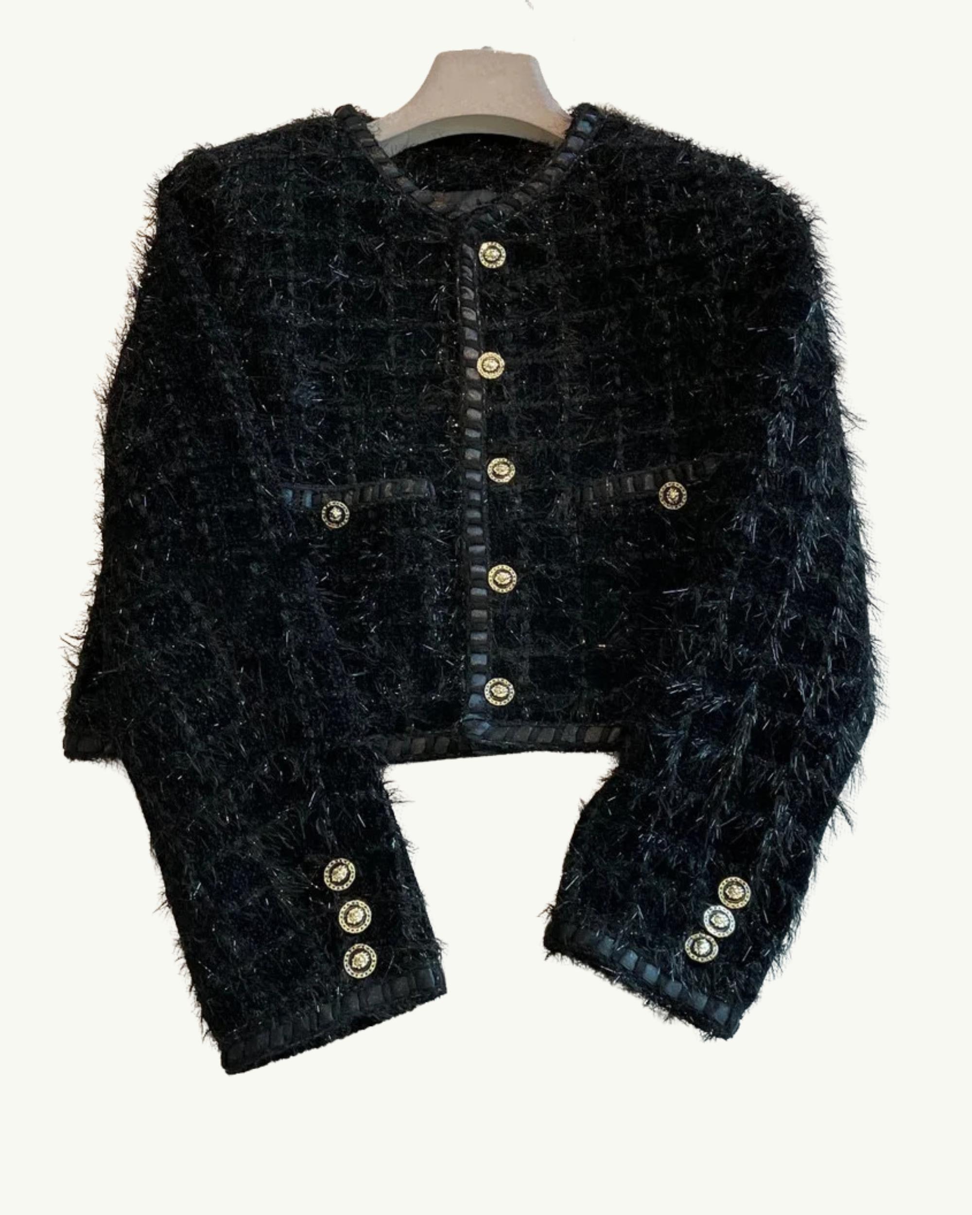 Arden Noir Textured Crop Jacket - Image 2