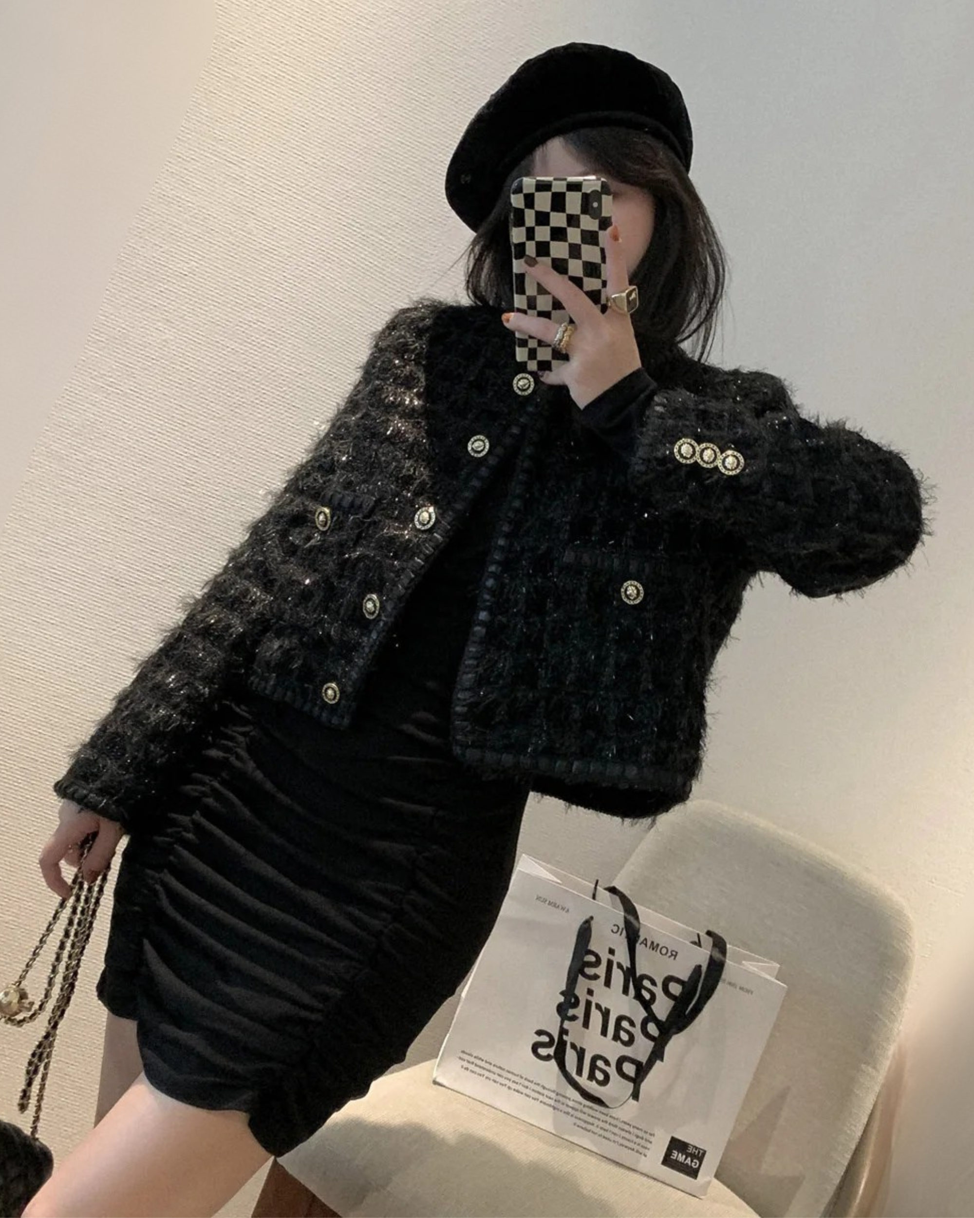Arden Noir Textured Crop Jacket - Image 3