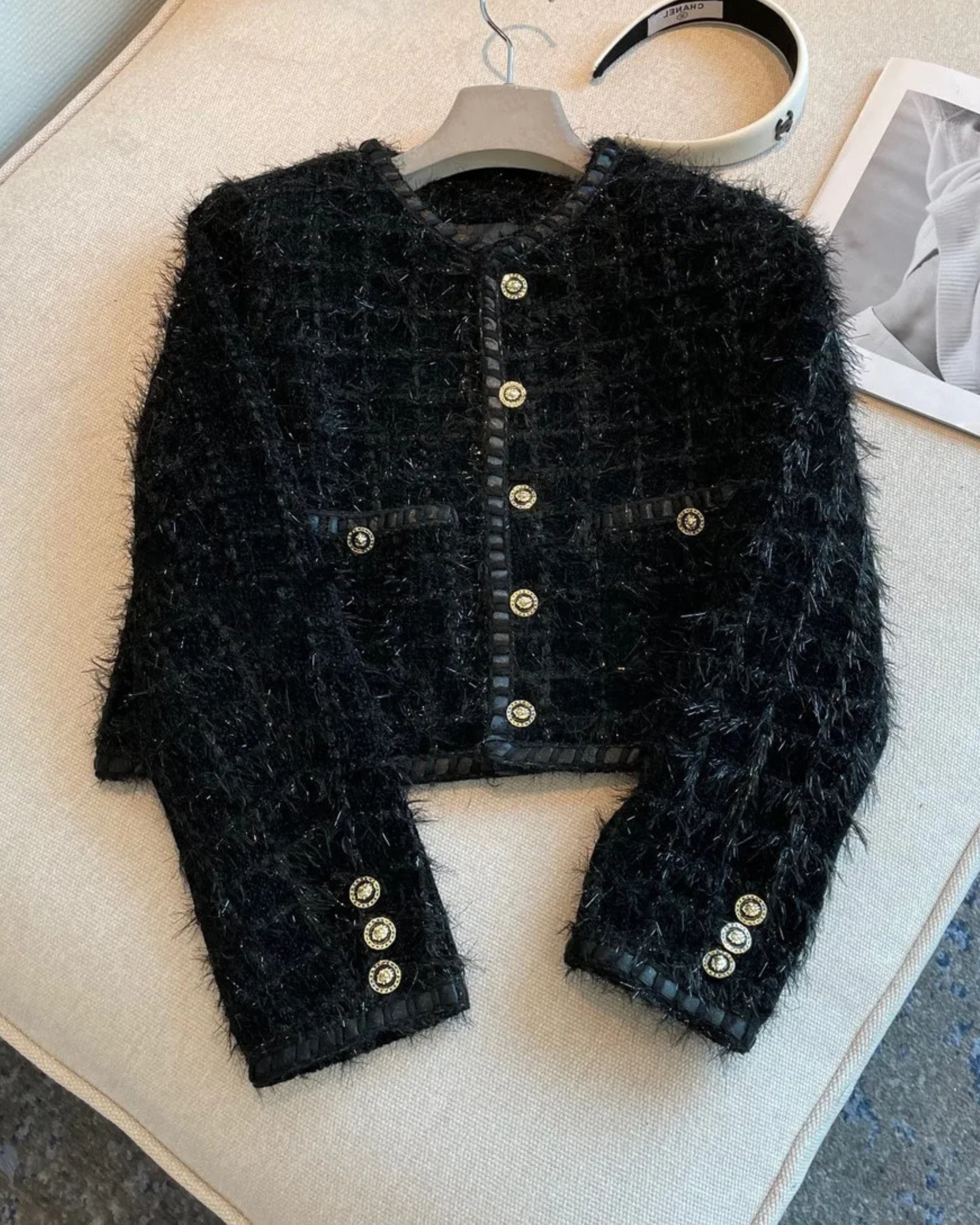 Arden Noir Textured Crop Jacket - Image 7
