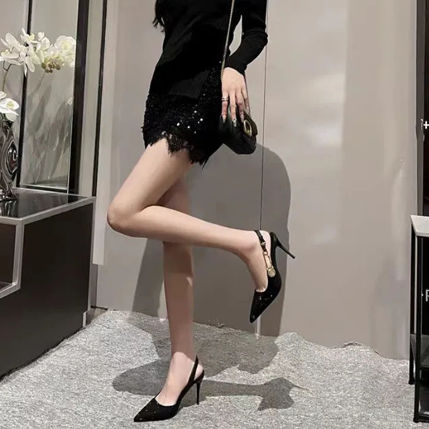 Melena Crystal Slingback Stiletto Heels