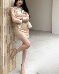 Elara Champagne Sequin Mini Dress