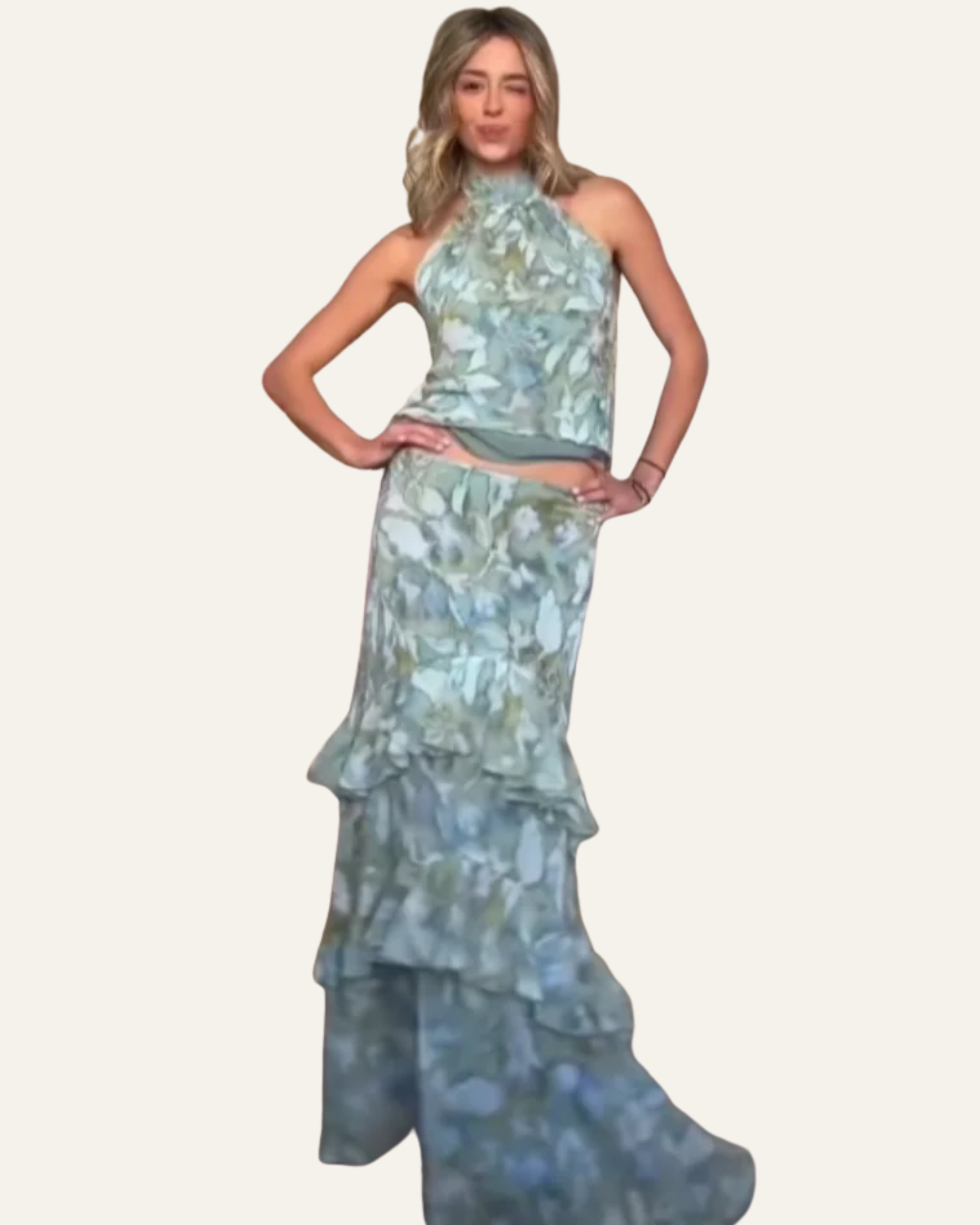 Marina Seafoam Halter Maxi Set - Image 5