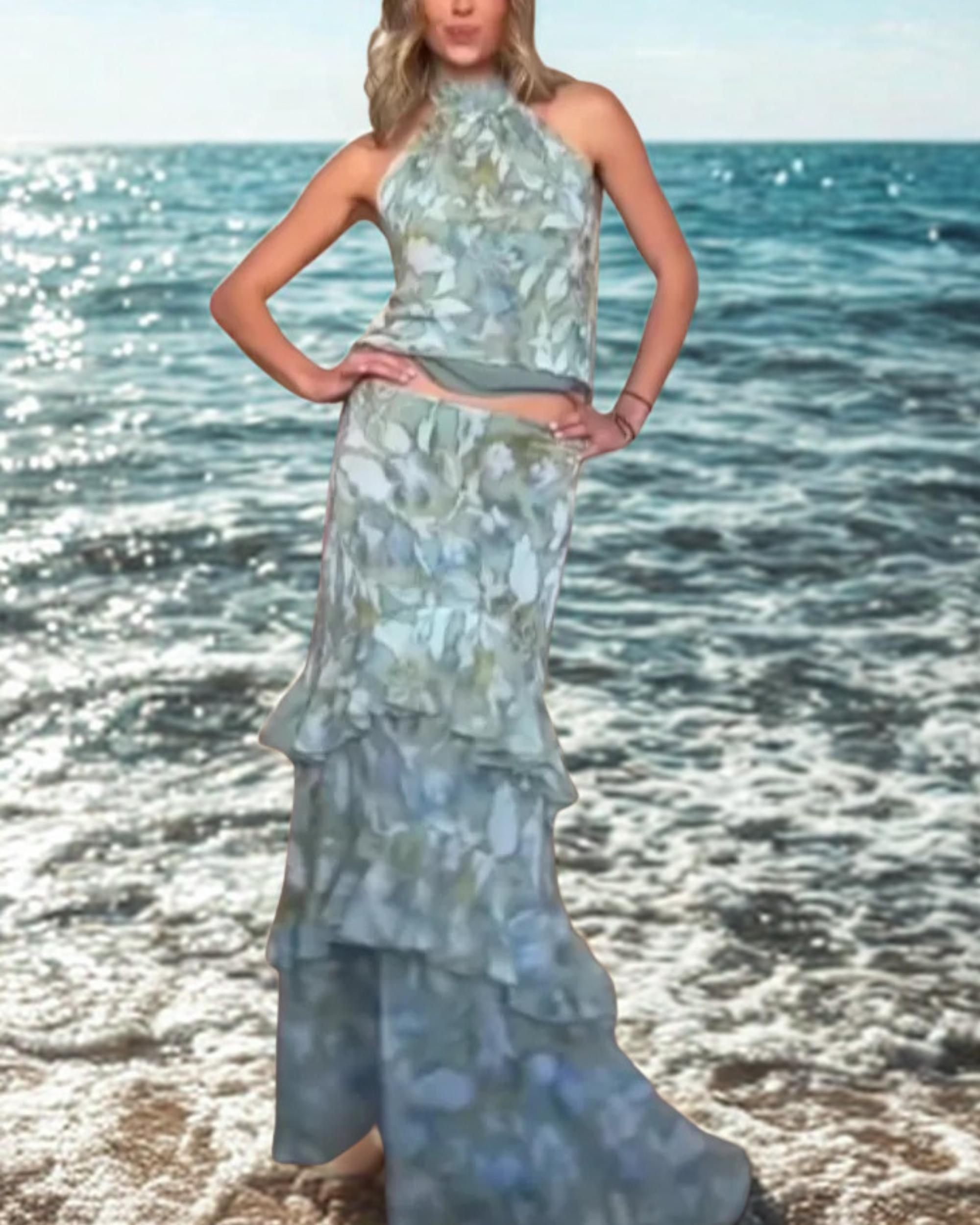 Marina Seafoam Halter Maxi Set - Image 7