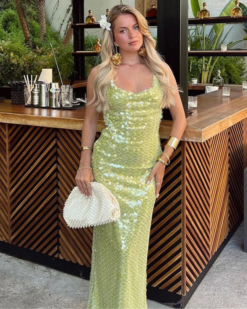 Alternative view of Emily Pistachio Sequin Maxi Gown