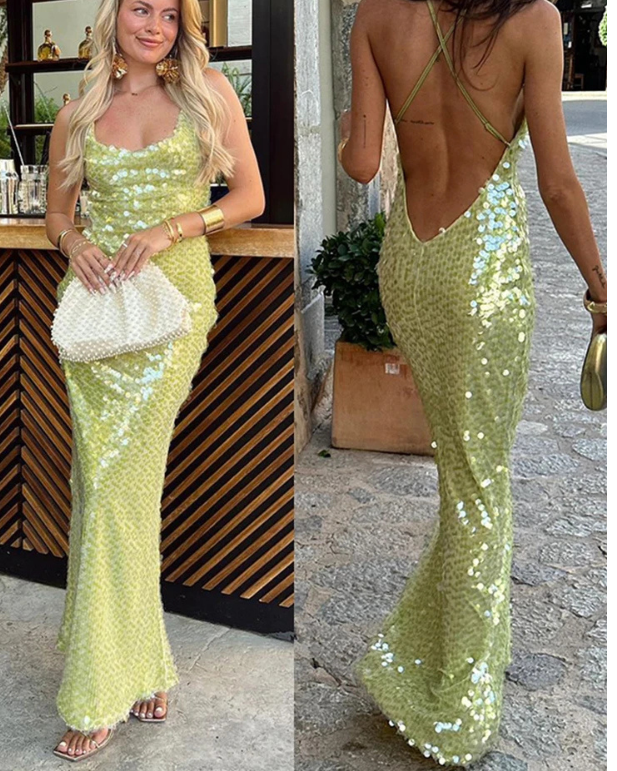 Emily Pistachio Sequin Maxi Gown - Image 5