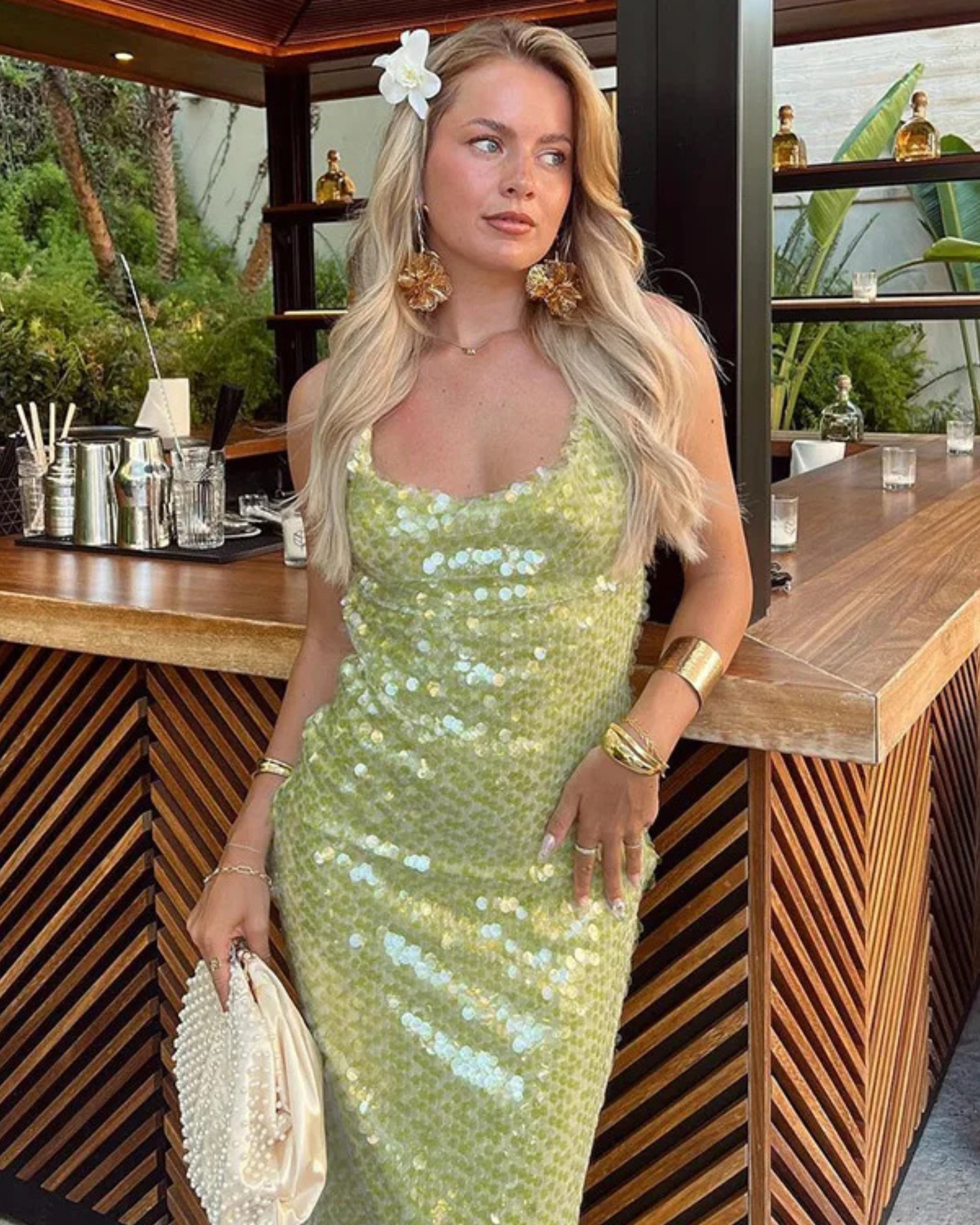 Emily Pistachio Sequin Maxi Gown - Image 4