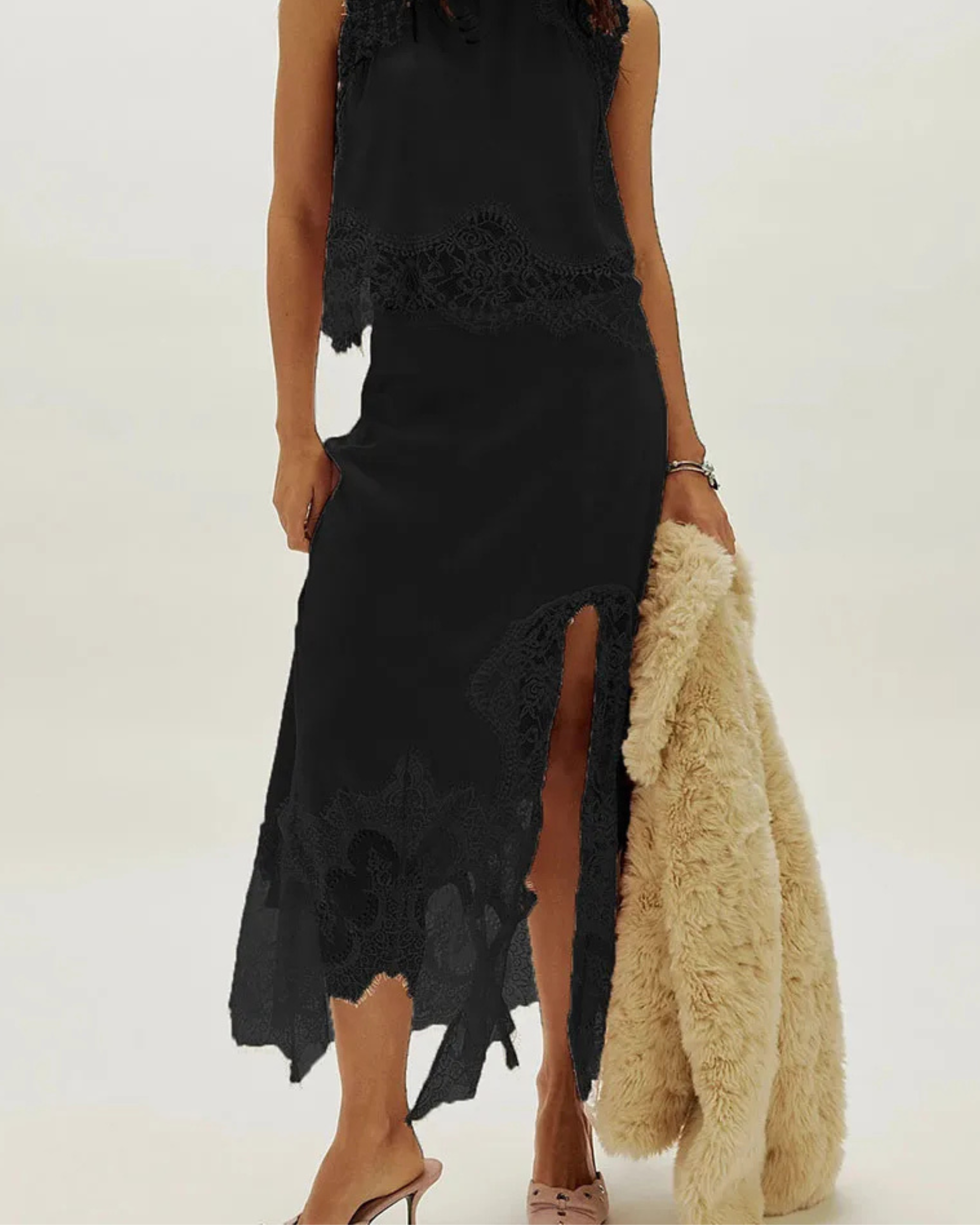Clara Satin Lace Skirt Set - Image 6