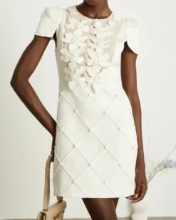 Genevieve Floral Appliqué Mini Dress