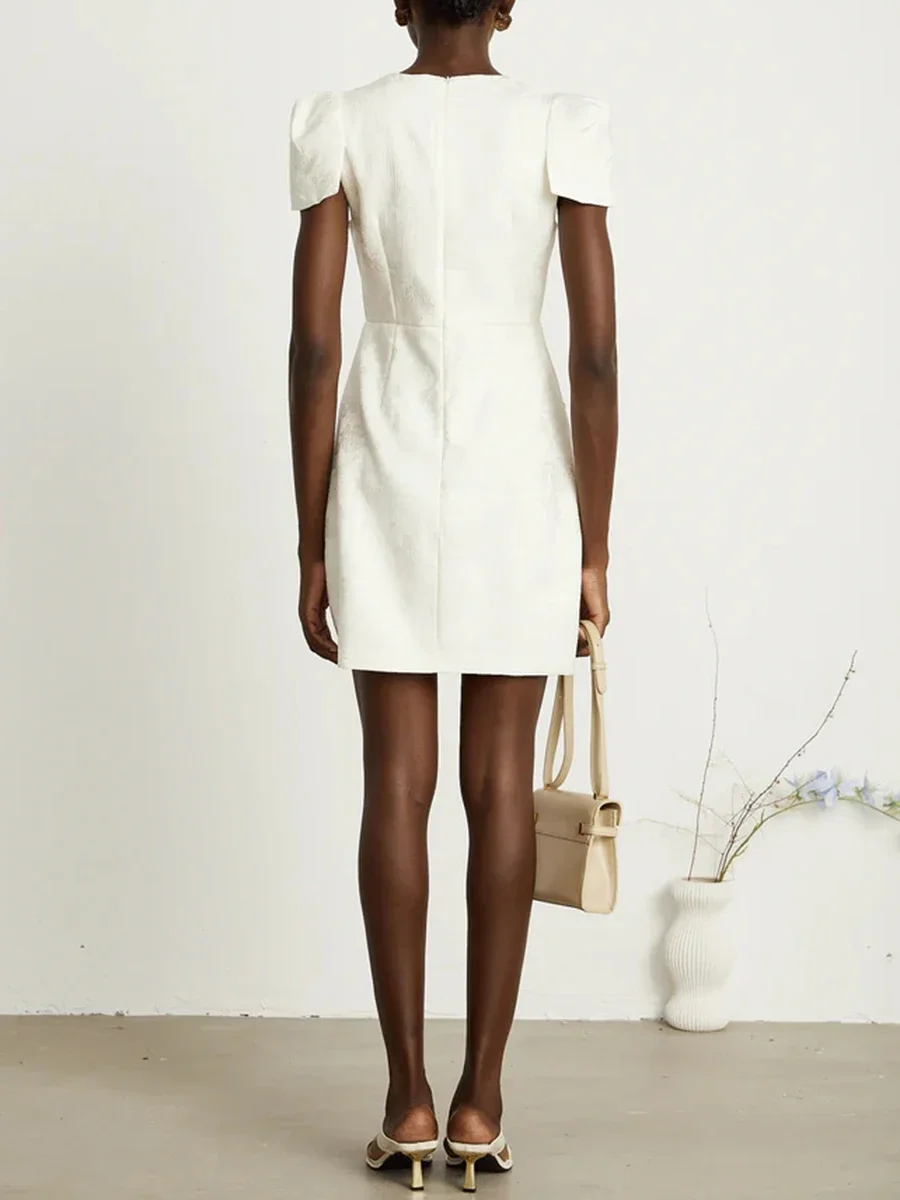 Genevieve Floral Appliqué Mini Dress - Image 4