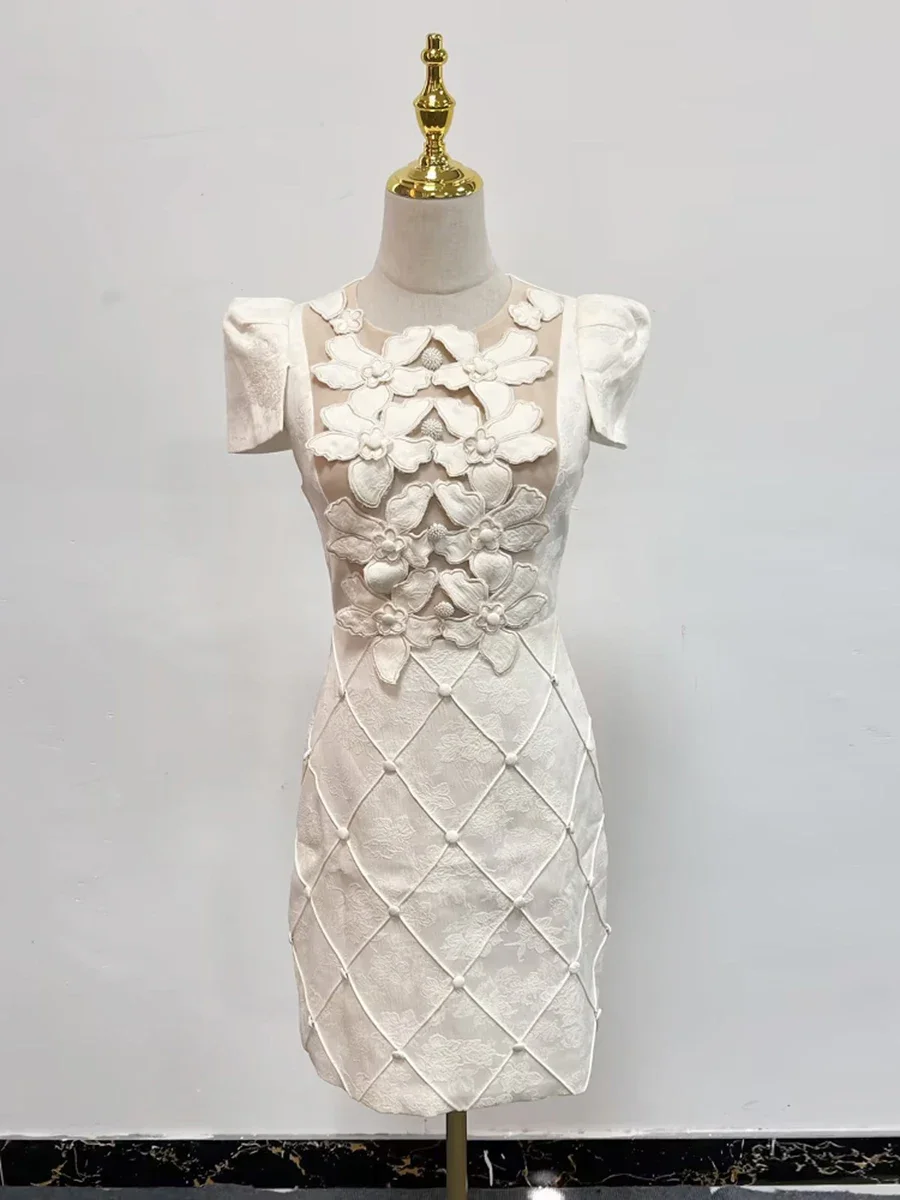 Genevieve Floral Appliqué Mini Dress - Image 5