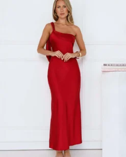 Paulina Satin One-Shoulder Long Dress