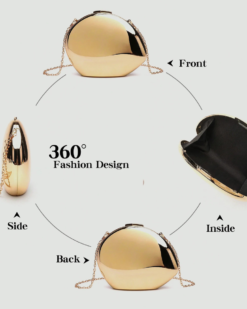 Gia Shell Evening Clutch in Gold 360* view