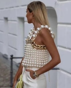Paloma Pearl Beaded Statement Top