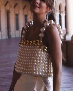 Paloma Pearl Beaded Statement Top