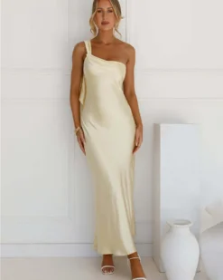 Paulina Satin One-Shoulder Long Dress 1