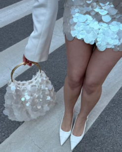 Sofia White Sequin Mini Skirt