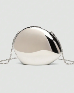Gia Shell Evening Clutch in Silver