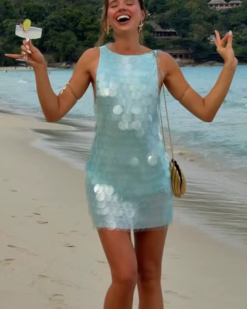 Nerina Sequin Halter Mini Dress