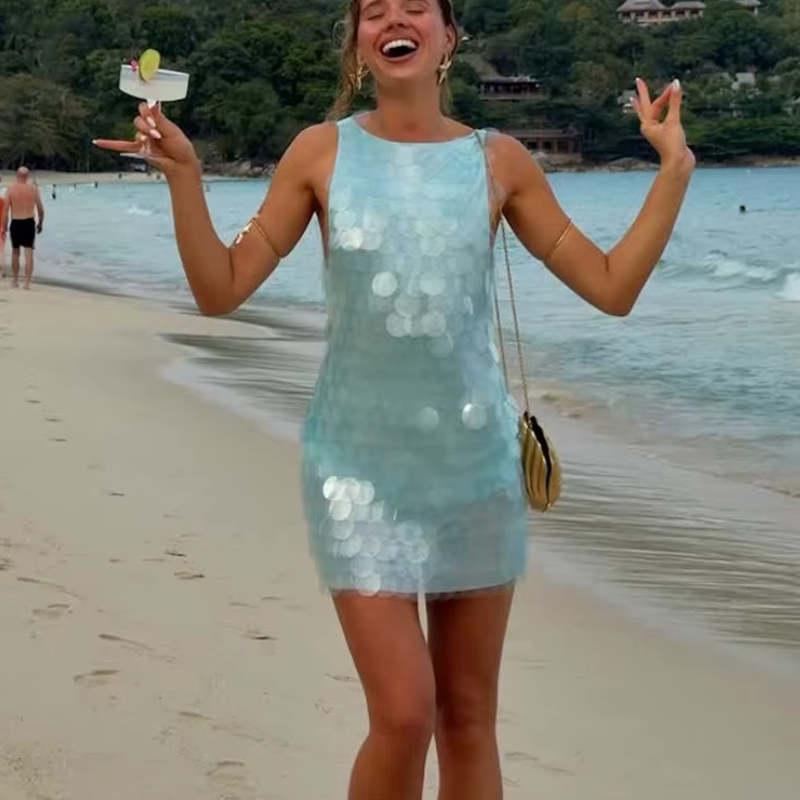 Nerina Sequin Halter Mini Dress