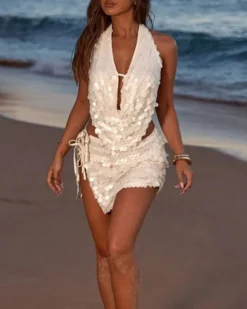 Riviera White Sequin Skirt Set