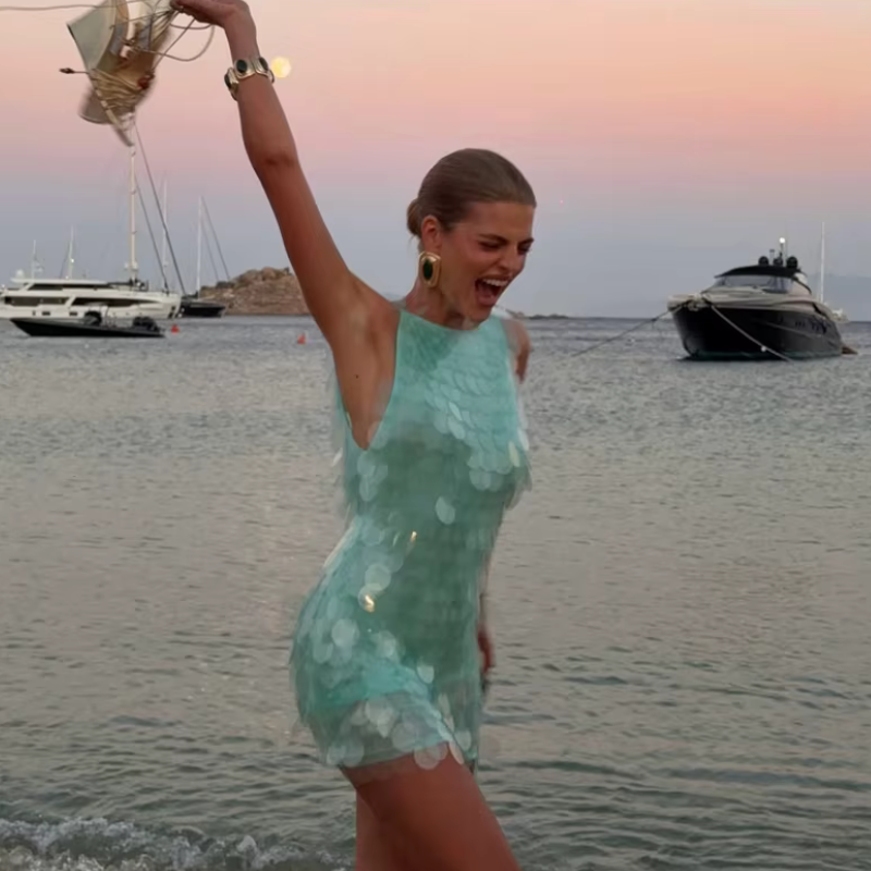 Nerina Sequin Halter Mini Dress