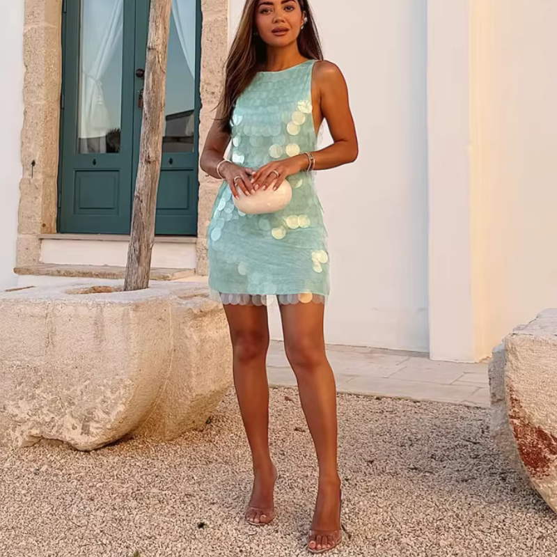 Nerina Sequin Halter Mini Dress